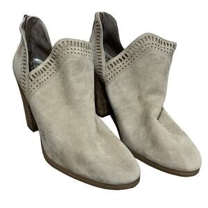 Vince Camuto Fileana US 10 Genuine Leather Suede Back Zip Booties 4" Heels Boots